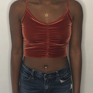 bronzed rust fringed tank top